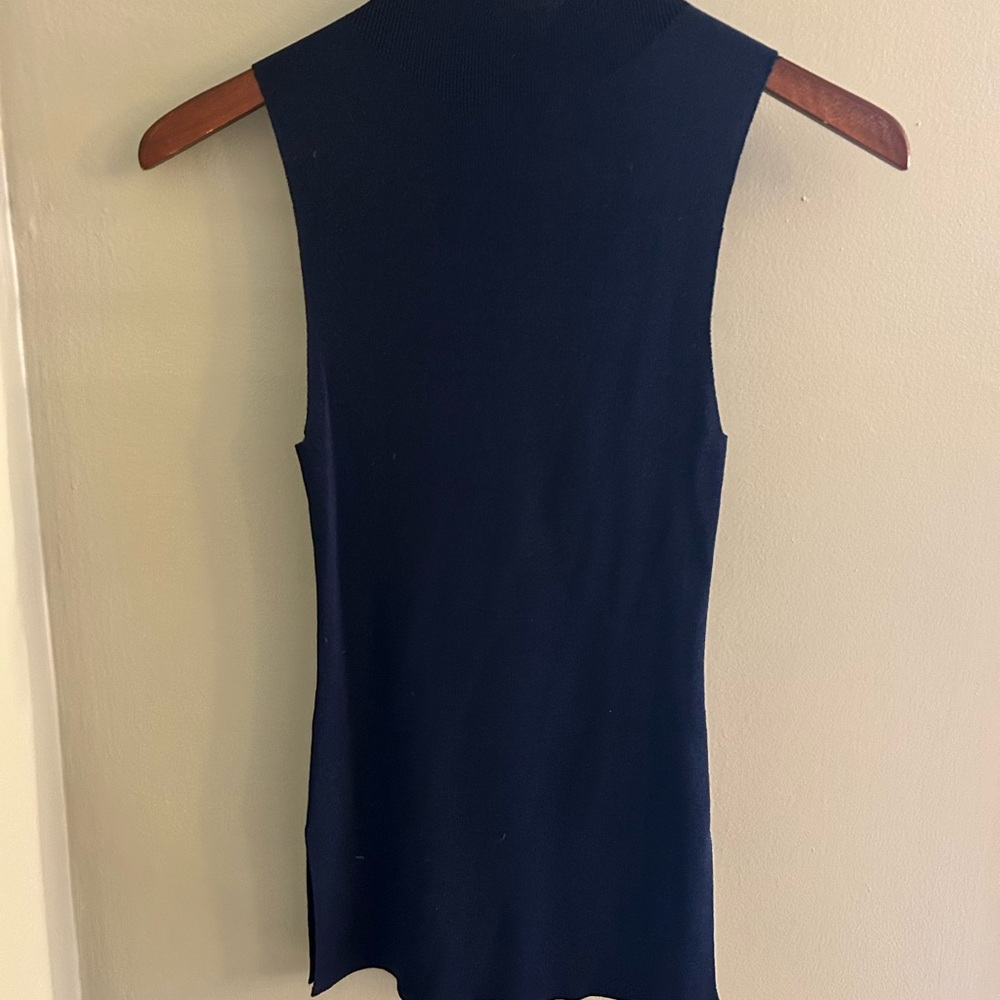 Everlane Mock Neck Navy Top NWT